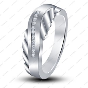 Vorra Fashion - Mens engagement band ring round cut 925 silver jewelry lab created white diamond