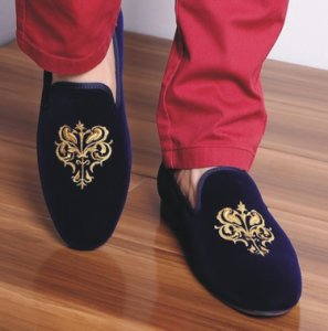 mens party velvet embroidered loafer shoes,Mens blue velvet shoes, Velvet shoes