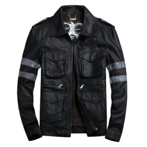Mens PU Motocycle Jacket Resident Evil 6 Leon Scott Kennedy Cosplay Costume