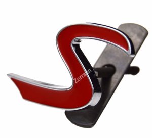 Metal Red S Lettering Front Grille Grill Chrome w/ Mount Emblem Badge for MINI C