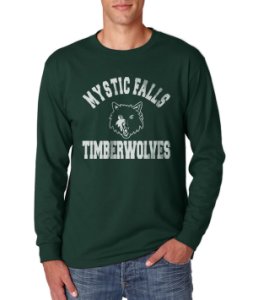 Mystic Falls Timberwolves The vampire diaries Longsleeve Men Forest Green