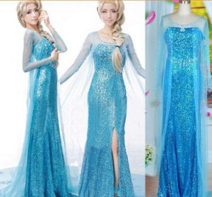 New Fashion Women Adult Frozen Elsa Princess Queen Cosplay Party fancy Dress