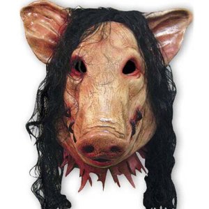 New Halloween Latex Cosplay Scary Pig Head Full Face Mask With Hair