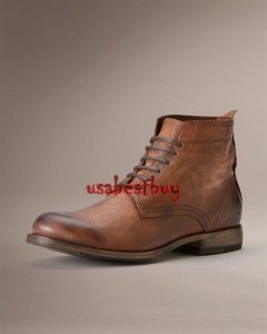 New Handmade Men Antique Style Real Leather Brown Ankle Boots, Men leather boots
