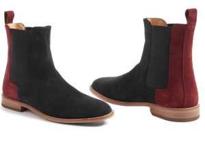 New Handmade Mens black and burgundi suede chelsea boot, Mens suede abkle boot