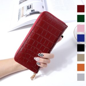 New Long Check Faux Leather Wallet for Women Zipper Closure with Phone Holder