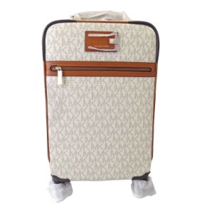 NEW MICHAEL KORS SIGNATURE VANILLA PVC TRAVEL TROLLEY ROLLING CARRY ON SUITCASE