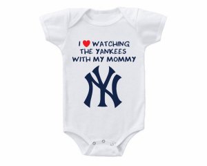 New York Yankees I Love Watching With Mommy Baby Onesie or Tee Shirt
