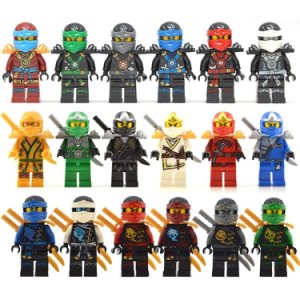Ninjago Minifigure Set of 18 Minifigures for use with Lego Ninjago Series