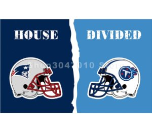 Patriots vs Titans House Divided Helmet 3x5ft 100D Polyester Flag