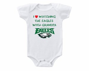Philadelphia Eagles I Love Watching With My Grandpa Baby Onesie or Tee