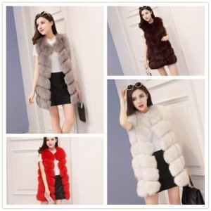 Plus Size Winter Fashion High Quality Fur Vest Coat Luxury Faux Fox Warm Women V