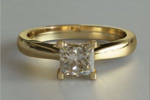 Princess Simulated Diamond 14K Yellow Gold Over Solitair Wedding Ring