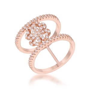 Pure 925 14K Rose Gold Finish Wedding Ring 0.40Ctw Round Simulated Diamond