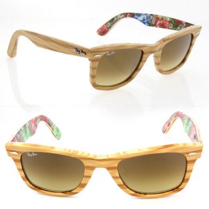 Rectangular - Ray-ban wayfarer sunglasses rb2140 light wood **italy new 100% uv protection**