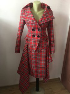 Red Tartan checked Royal Stewart tailored suit /womens plaid jacket/ lady blazer