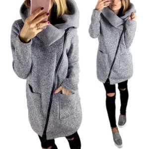 S 5xl Damen Winter Warm Zip up Hooded Sweatshirt Oversize Outwear Coat