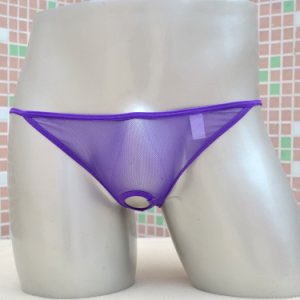 Sexy Men Open Crotch See Through Mesh Underwear G-string  Breathable Briefs