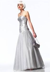 Sexy Strapless Alyce Prom Evening Corset Gown Dress, Sizzling Silver or Gold