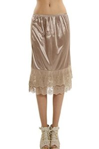 [Shop Lev] Melody Women's Long Double Lace Satin Skirt Extender / Half Slip (SMA
