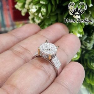 Solid 925 Silver 14k White Gold Plated Round Cut Diamond Women's Engagement Ring