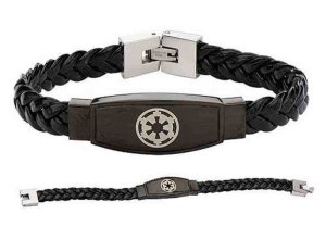 Star Wars/inox - Star wars evil empire imperial symbol unisex black leather braided bracelet 8.5