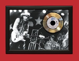 STEVIE RAY VAUGHAN POSTER ART WOOD FRAMED GOLD 45 DISPLAY FREE US SHIPPING C3