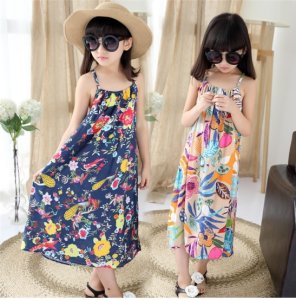 Summer Flower Girls Dress For Girl Princess Cotton For Girls Beach Colorful Cute