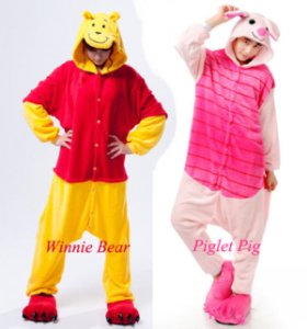 Unisex Adult Winnie & Piglet Pajamas Cosplay Costumes Anime  Sleepwear
