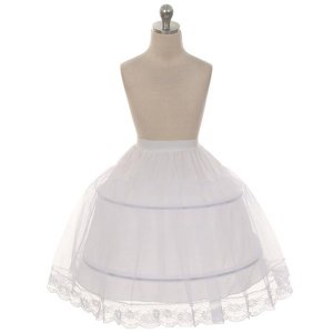 White Wire Hoop with Elastic Waist Half Petticoat Flower Girl Dress