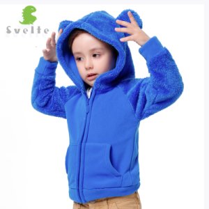 Tonygear - Winter for children fur soft fleece hoody hooded jacket outerwear with bear