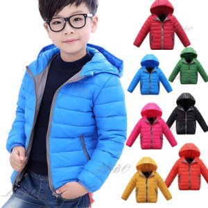 Winter Kids Boys Girls Duck Down Snowsuit Hooded Warm Quilted Puffer Coat Jacket