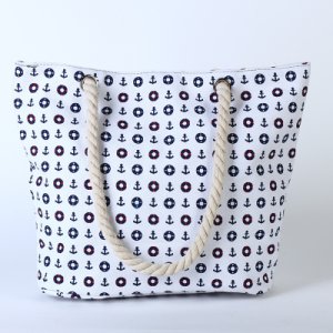 Women Casual Canvas Handbag Swim Ring Pattern Large Female Portable Bag