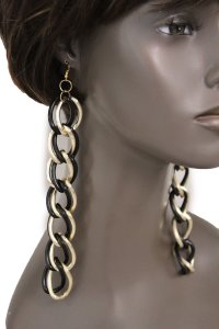 Women Earrings Set Gold Metal Hook Fashion Jewelry Extra Long Double Chain Links