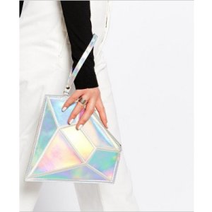 Women Fashion Diamond Hologram Shape Bag Laser Day Clutches Symphony Holographic