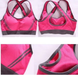 Women Jogging Sport Bra Vest Gymwear Fitness Crop top Yoga Exercise Tank Fuchsia