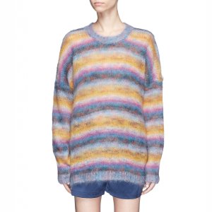 Women Multicolor Striped Mohair-Blend Oversized Sweater