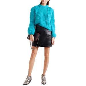 Women's Cyan Blue The Julliard Mohair And Wool Blend Pullover Sweater