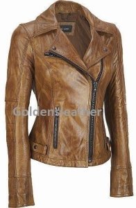 Goldensleather - Women‘s leather motorcycle 100% biker jacket genuine soft lambskin leather-uk117