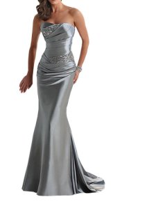 Women's Silver Long Elegant Evening Dress Mermaid Formal Prom Gown Party Dress