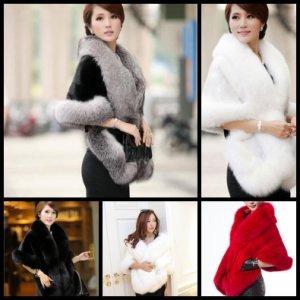 Womens Faux Fur Winter Warm Shawl Cloak Cape Coat wedding Jacket Wrap Stole