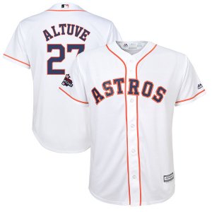 Custom - Youth astros #27 jose altuve white 2017 world series champions cool base jersey