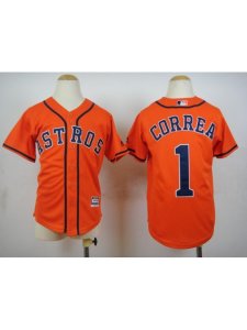 Youth/Kids Houston Astros #1 Carlos Correa Jersey Orange Coolbase Stitched