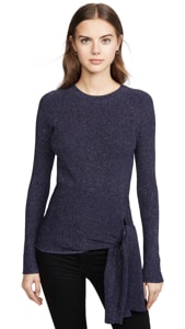 3.1 Phillip Lim Metallic Ribbed Pullover with Waist Tie