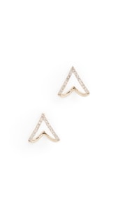 EF Collection 14k Gold Diamond Mini Chevron Wrap Stud Earrings