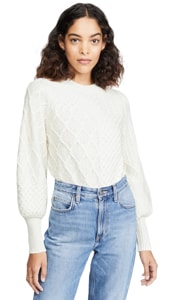 FRAME Patchwork Cable Crew Sweater
