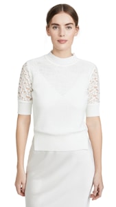 GOEN.J Lace Embroidered Crochet Knit Top