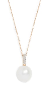 Mateo 14k Gold Simple Pearl & Diamond Pendant