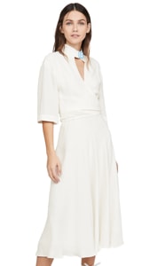 Off-White Crepe Romantic Dress