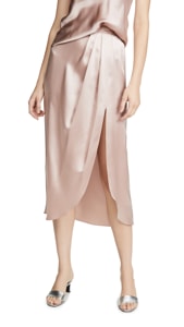 Sablyn Ariel Satin Pleated Slit Skirt